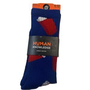 Human Knowledge Red Solo Cup Blue 6-12 Crew Socks Summer Party Beer Pong NEW